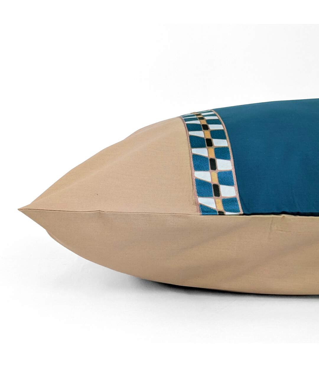 Taie d'oreiller en percale de coton LINOA bleu cobalt-5