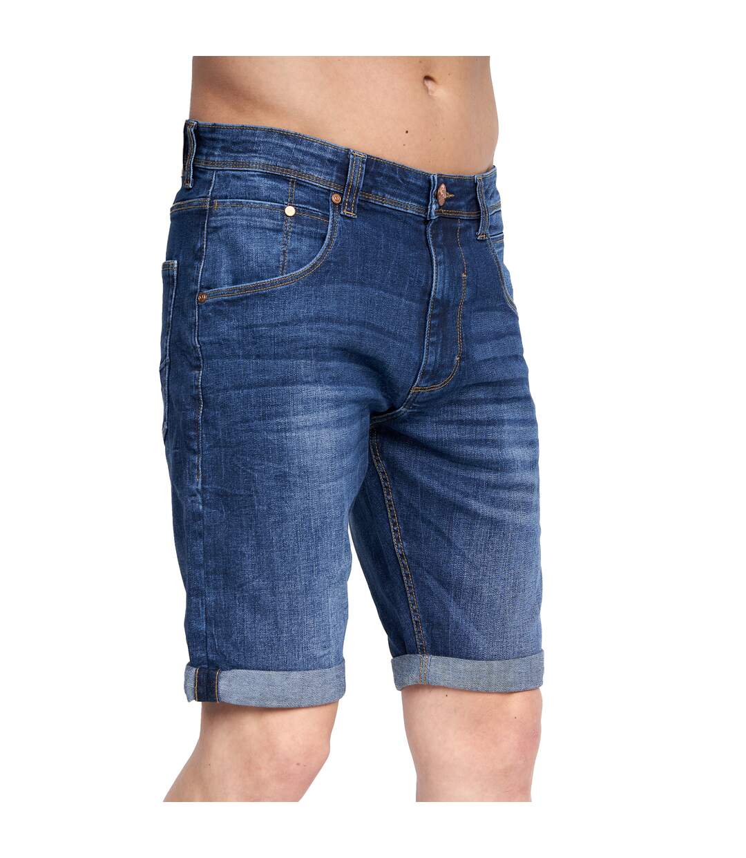 Short mustone homme bleu foncé délavé Duck and Cover-1