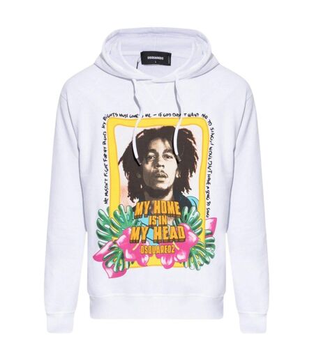 Sweat À Capuche Motif Bob Marley Homme Blanc DSquared2