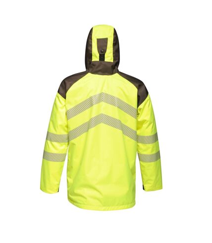 Regatta Mens Hi-Vis Waterproof Reflective Parka Jacket (Yellow/Grey) - UTRG4536
