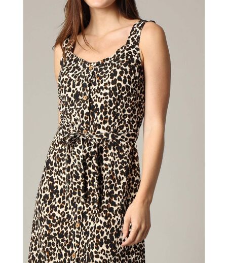 Robe midi en tissu gaufré à motifs léopard OCTAZIA