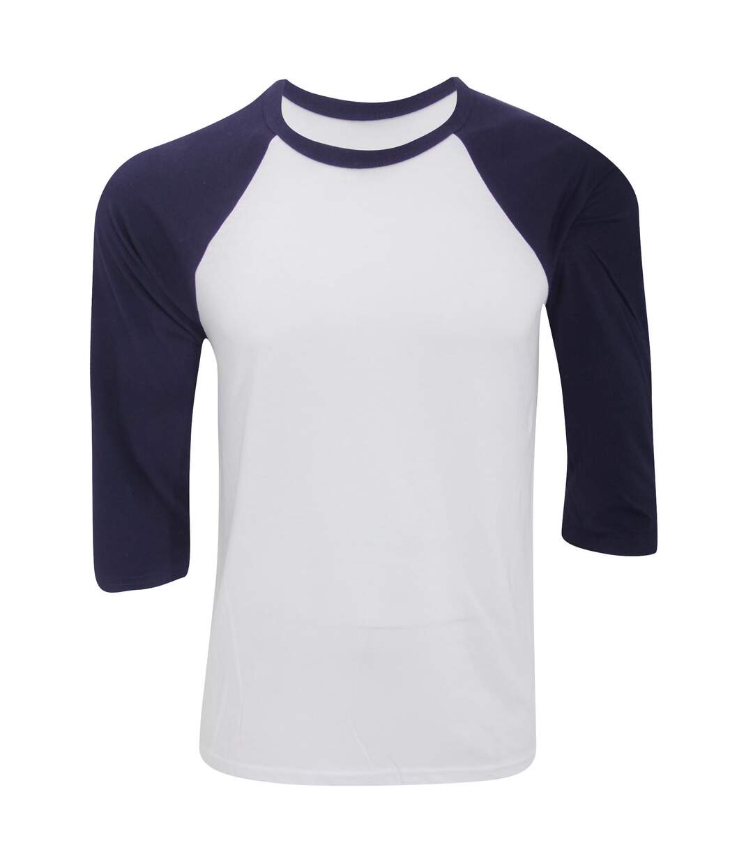 Canvas T-shirt De Baseball À Manches 3/4 Homme Blanc Bleu Marine Bella + Canvas-1