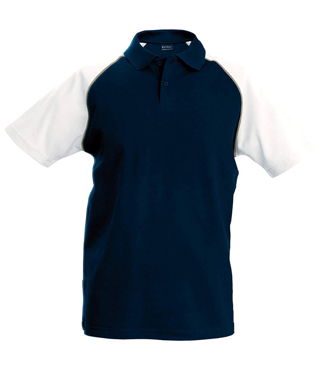 Polo de baseball à manches courtes homme bleu marine/gris clair/blanc Kariban