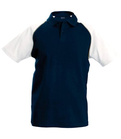 Kariban Mens Contrast Baseball Polo Shirt (Navy/Light Grey/White)