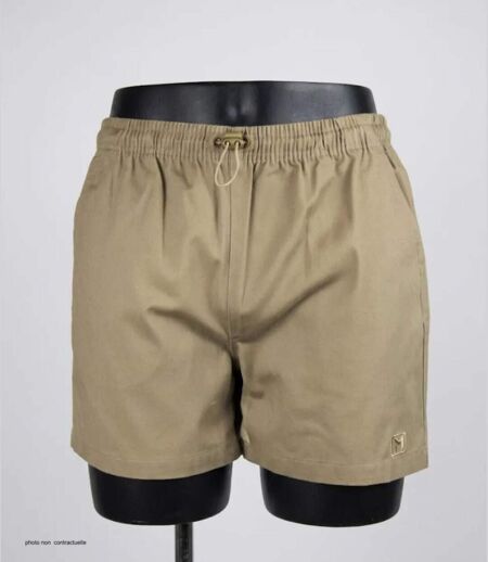 Short homme CHALLENGER 710095U001 beige : le bermuda 3 poches en pur coton pour l'été