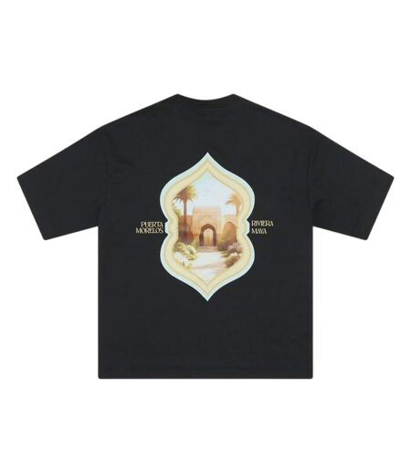 Mens Morelos Crew Neck Oversized T-shirt Black Rose London