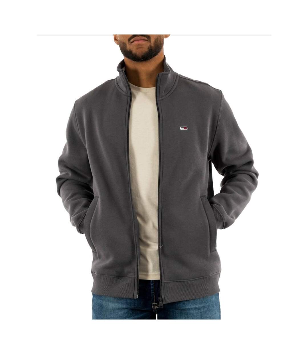 Sweat zippée grise homme tommy hilfiger fleece - l-1