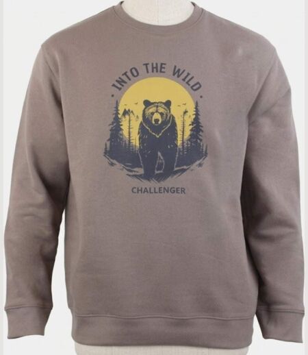CHALLENGER PARK3 — Sweat imprimé taupe : l'alliance du confort et du style moderne