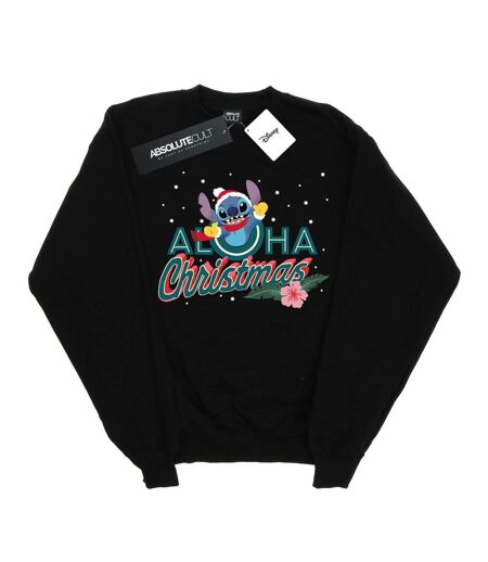 Disney Sweatshirt Aloha Christmas Womens/Ladies Lilo And Stitch (Noir) - UTBI22452