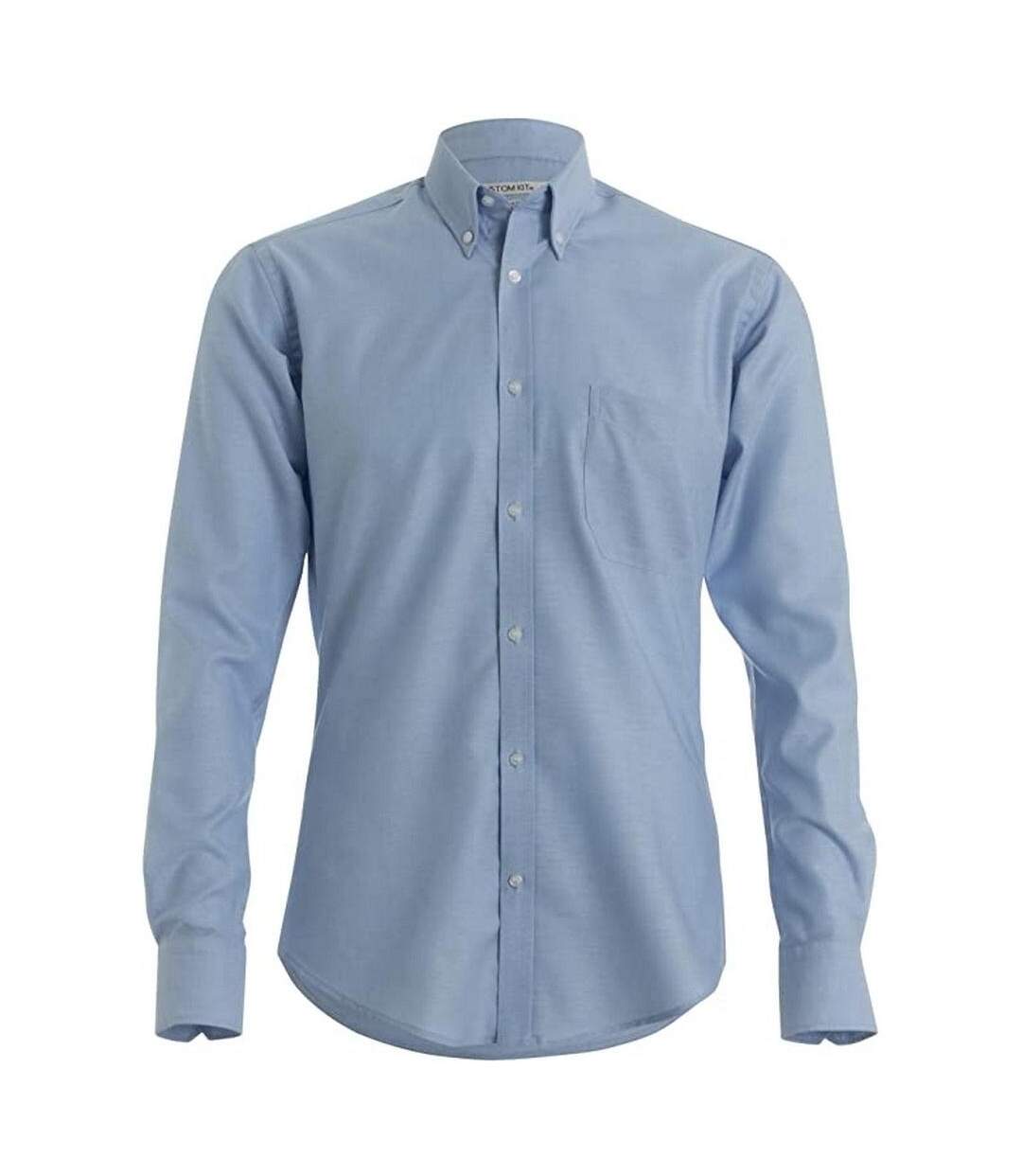 Chemise À Manches Longues Oxford Slim Pour Hommes Bleu Clair Kustom Kit-2