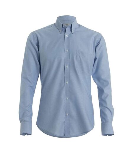 Chemise À Manches Longues Oxford Slim Pour Hommes Bleu Clair Kustom Kit