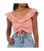 Womens/ladies Frill Cropped Vest Top Salmon Brave Soul-1