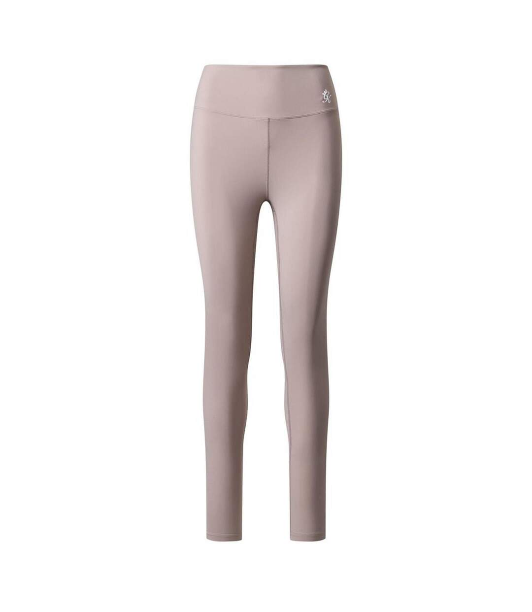 Womens/ladies Embroidered Logo Leggings Taupe Gym King-2