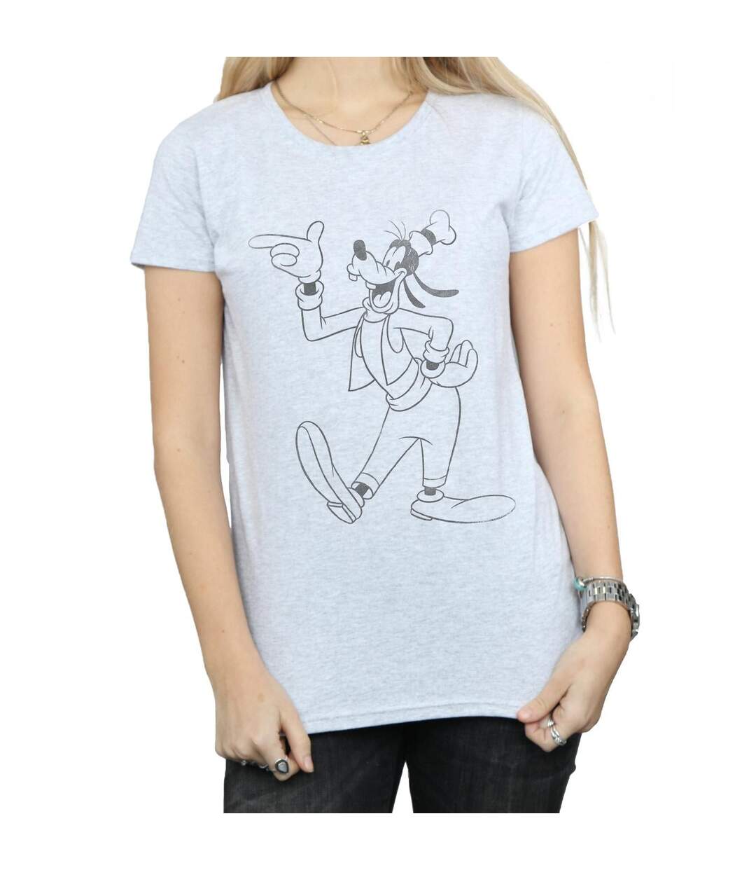 Disney T-shirt en coton classique Goofy pour dames et messieurs (Gris sportif) - UTBI31027-3