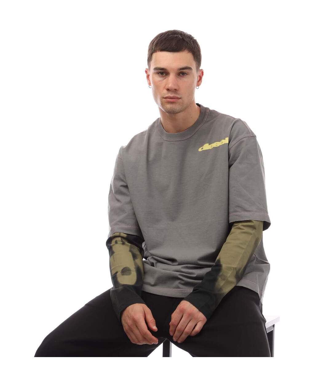 T-shirt T-wesher-n3 Homme Gris Diesel-1