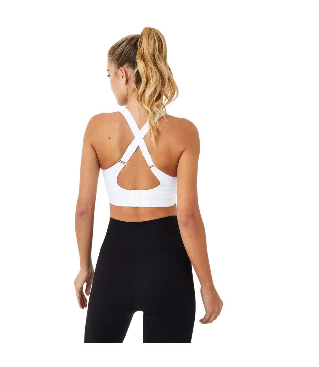 Womens/ladies High Support Sports Bra White USA Pro-3