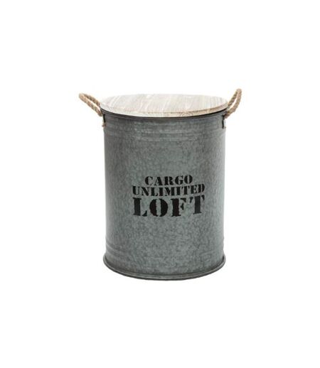 Lot de 3 Coffres Bidon Design Loft 51cm Gris