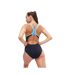 Womens/ladies placement laneback one piece swimsuit navy/yellow Speedo