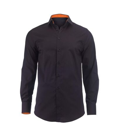 Alexandra Mens Roll Sleeve Hospitality Work Shirt (Black/ Orange)