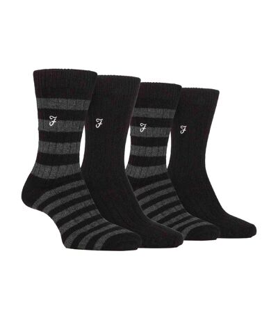 4 Pack Mens Soft Breathable Bamboo Striped Boot Socks