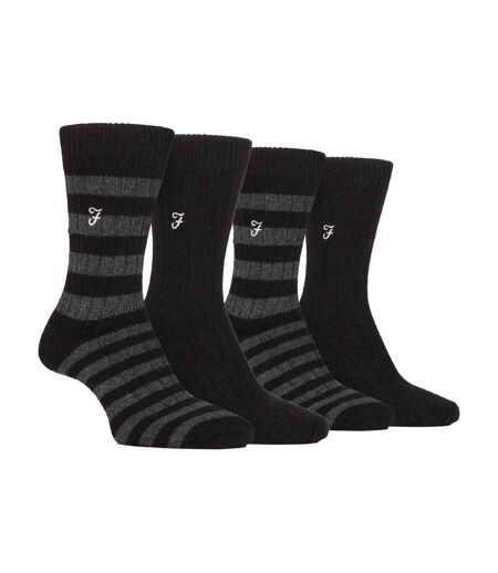 4 Pack Mens Soft Breathable Bamboo Striped Boot Socks