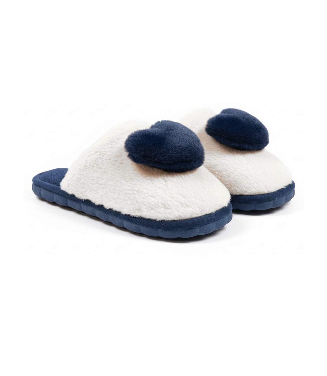 OZABI Pantoufles Ouvertes Femme, Fourrure Synthétique, Cœur Effet 3D-3