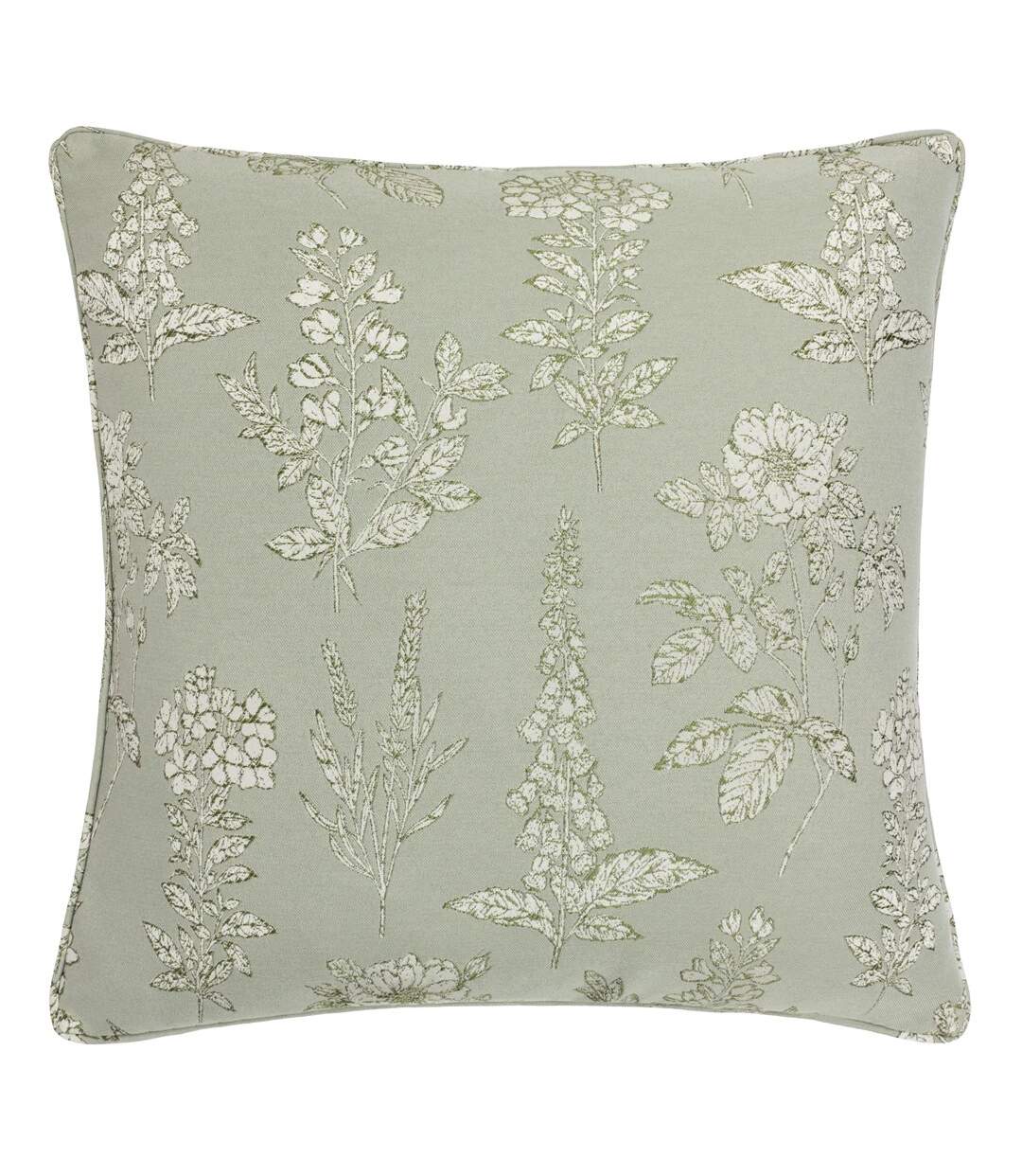 Sophia new floral jacquard cushion cover 50cm x 50cm sage Wylder-1