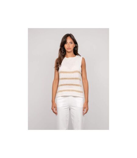 Pull sans manches rayures lurex KAVIA - Dona X Lisa