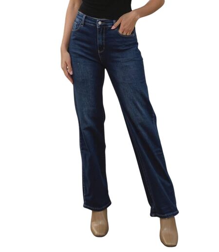 Jean Femme Wide Leg Taille Haute - Confort et Style en Bleu Grande Taille