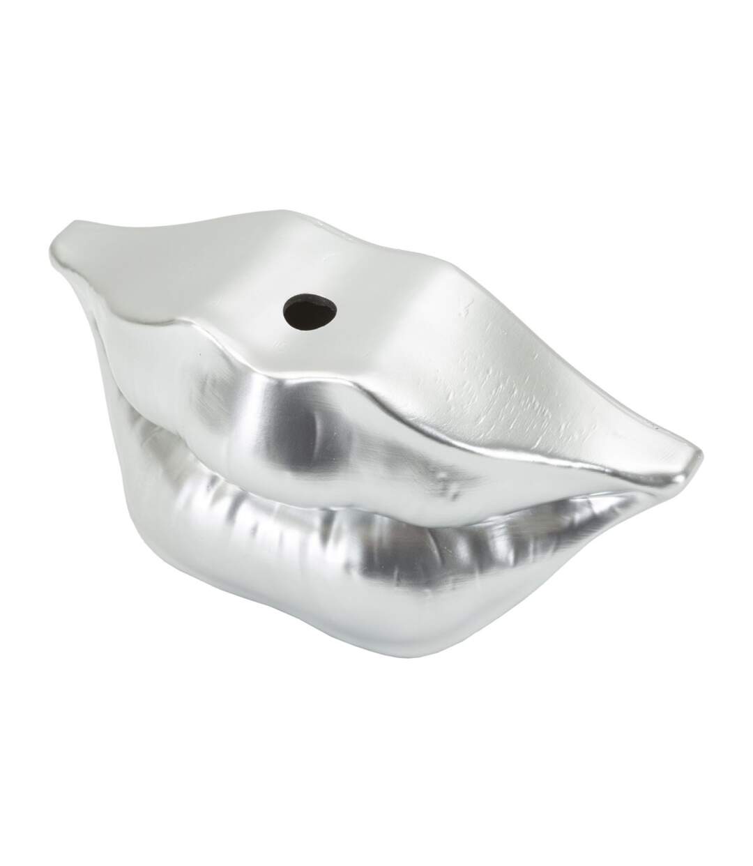 Vase Déco en Résine Mouth 23cm Argent-3