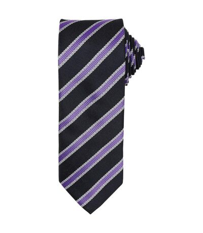 Premier Mens Stripe Waffle Tie (Black/Rich Violet) (One Size) - UTPC5859