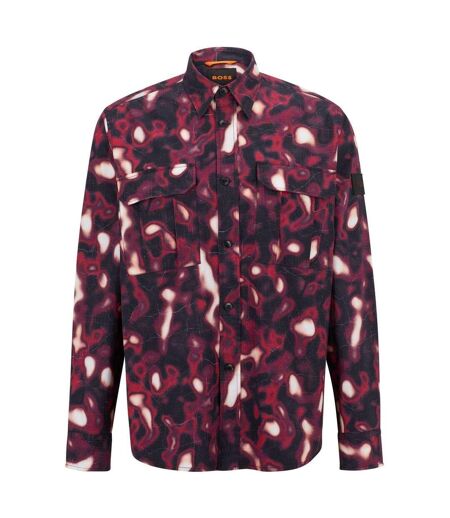 Mens Abstract Long-sleeved Shirt Medium Pink Boss