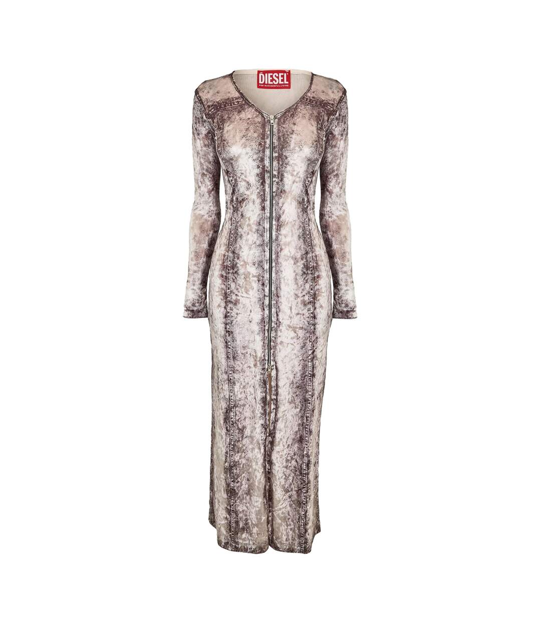 Robe Longue D-martel Femme Noir Gris Bleu Denim Diesel-1