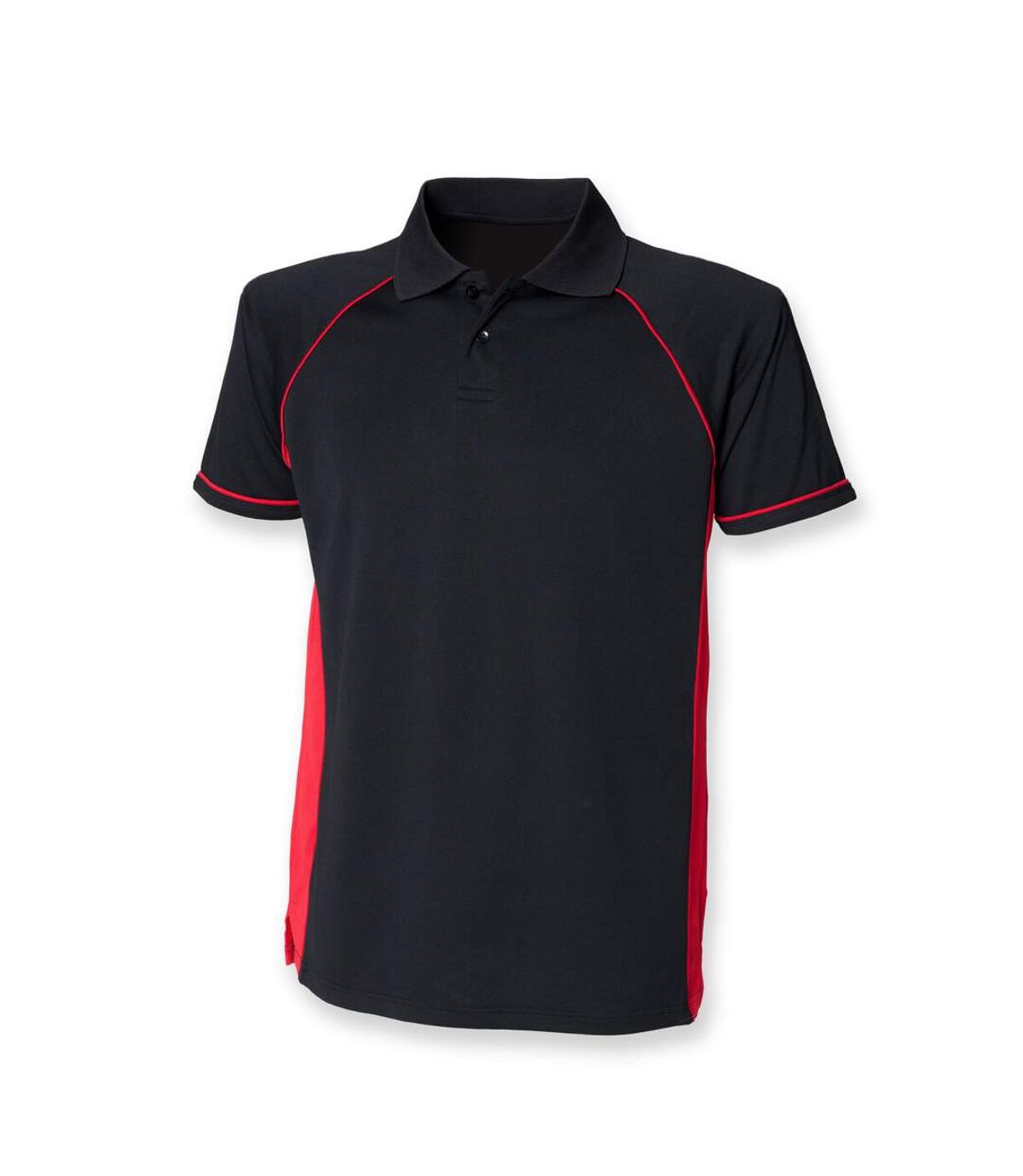 Finden & Hales Mens Panel Performance Sports Polo T-Shirt (Black/Red)