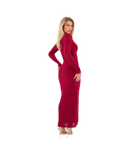 Robe Chemise Manches Longues Femme Bordeaux It