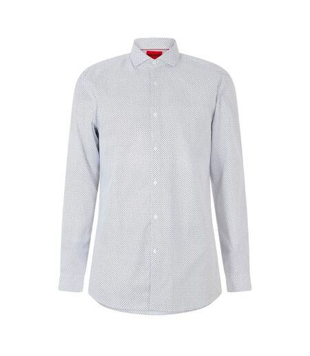 Mens Microprint Oxford Long-sleeved Formal Shirt White Hugo