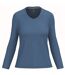 T-shirt manches longues col V - Femme - K382 - bleu roi light-1