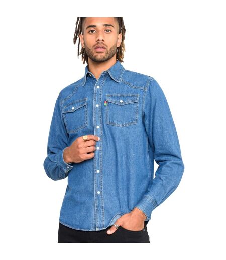 Duke Mens Western Style Denim Shirt (Stonewash) - UTDC101