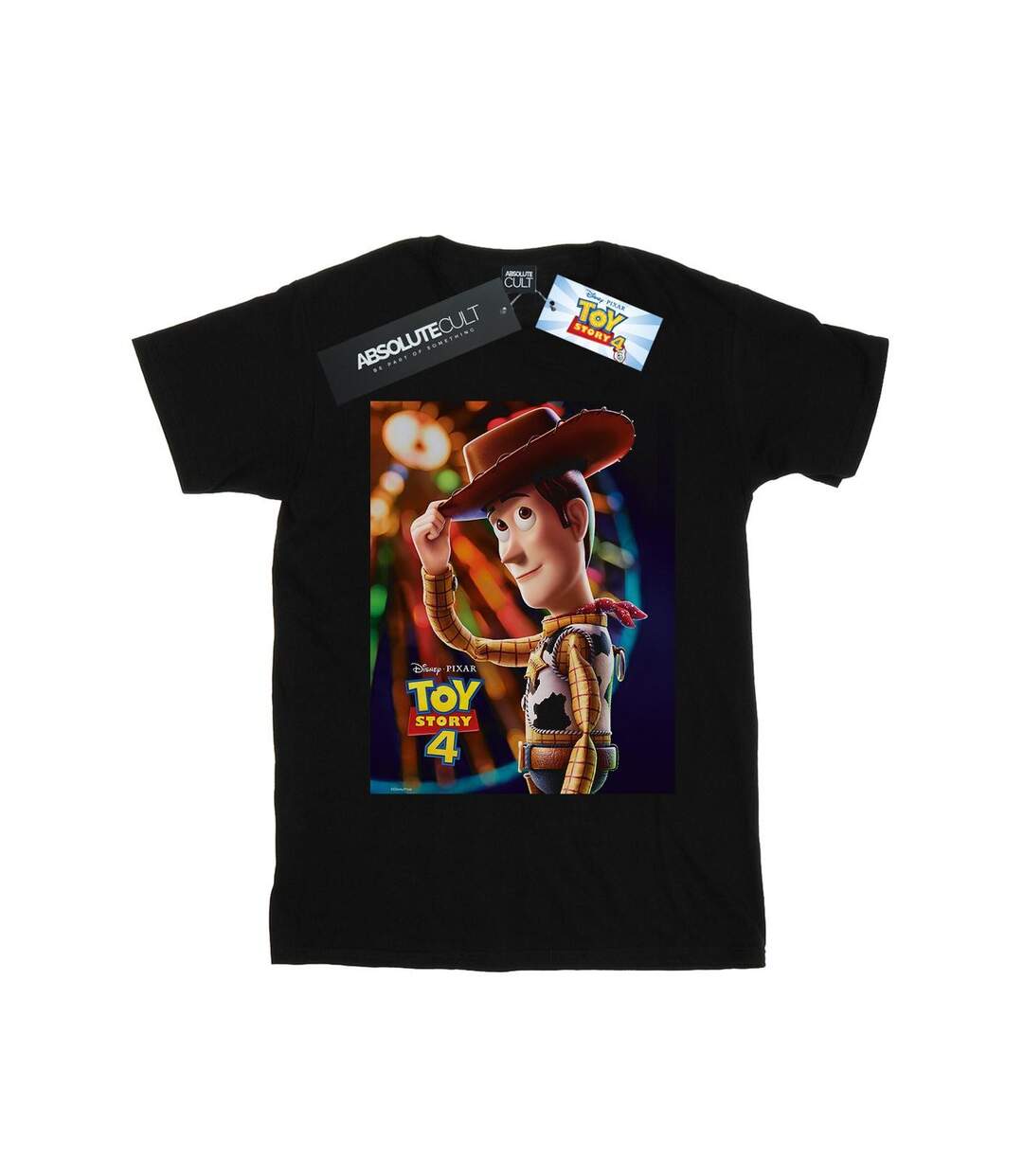 Disney Womens/Ladies Toy Story 4 Woody Poster Cotton Boyfriend T-Shirt (Noir) - UTBI47060-1