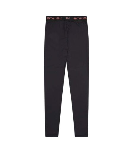 Womens/ladies Piste Base Layer Leggings Jet Black Animal