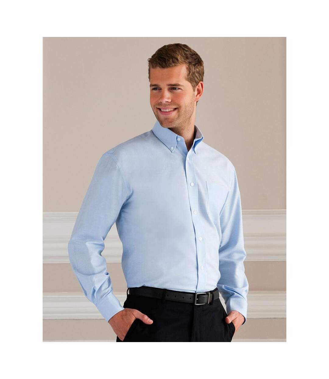 Chemise Manches Longues Homme Bleu Clair Russell-3