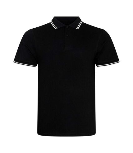 AWDis Mens Stretch Tipped Polo Shirt (Black/White) - UTRW6081