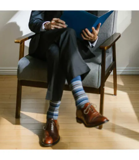 6 Pack Mens Colourful Striped Patterned Dress Cotton Socks in 7 Styles