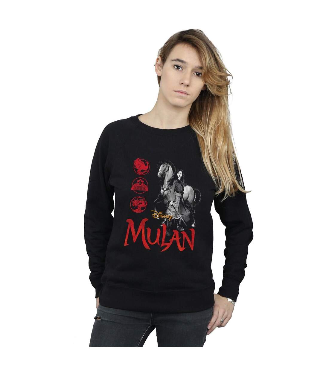 Disney Sweatshirt Womens/Ladies Mulan Movie Horse Pose (Noir) - UTBI26564-2