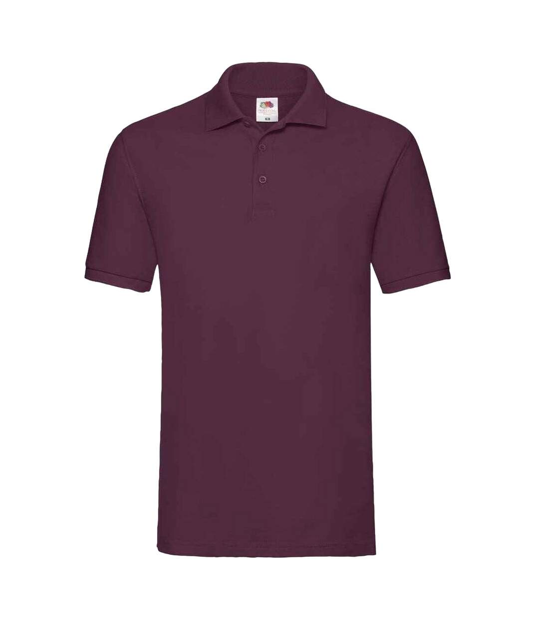 Mens Premium Cotton Pique Polo Shirt Burgundy Fruit Of The Loom-1