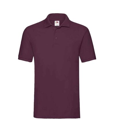 Mens Premium Cotton Pique Polo Shirt Burgundy Fruit Of The Loom