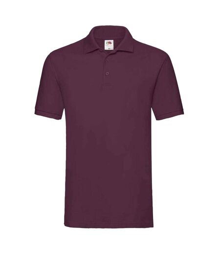 Mens Premium Cotton Pique Polo Shirt Burgundy Fruit Of The Loom