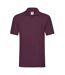 Mens Premium Cotton Pique Polo Shirt Burgundy Fruit Of The Loom-1