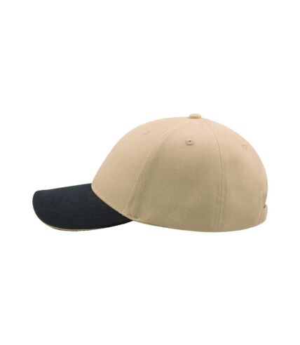 Atlantis Liberty Sandwich Heavy Brush Cotton 6 Panel Cap (Pack of 2) (Natural/Navy) - UTAB433