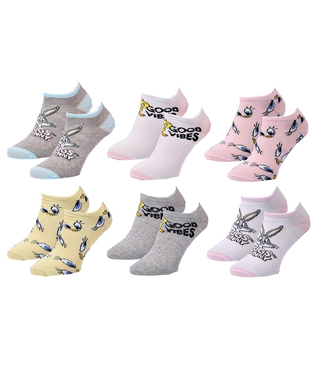 Chaussettes femme LICENCE Fantaisie-Assortiment modèles photos selon arrivages- Pack de 9 Paires SNEAKER LOONEY-2